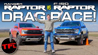 This Ford Ranger Raptor vs. F-150 Raptor Drag Race is UNBELIEVABLY Close!