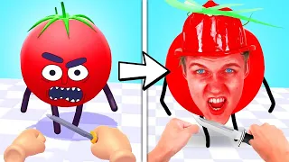 LankyBox Plays HIT TOMATO 3D In REAL LIFE!? (NOOB vs PRO vs HACKER *ALL LEVELS*)