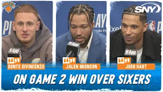 Donte DiVincenzo, Jalen Brunson, and Josh Hart on chaotic sequence at end of Knicks Game 2 win | SNY