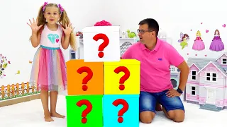 Diana with Dad learn how to have fun and play different games inside