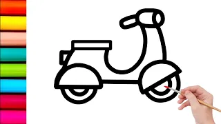 HOW TO DRAW A SCOOTER AND COLOURING FOR KIDS AND TODDLERS #drawing
