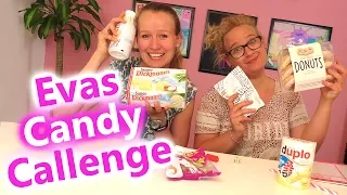 Candy CHALLENGE | EVAS Süßigkeiten Challenge für KATHI | Sommerlich & Weiß: Donuts, Dickmann, Duplo