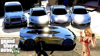 GTA 5 - Stealing Luxury Silver Cars with Franklin! | (GTA V Real Life Cars #72)