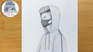 Easy way to draw A Boy with Mask || How to draw A Boy - Pencil sketch || Kolay Maskeli Erkek Çizimi