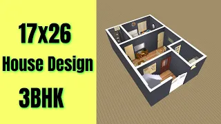 17x26 House Design 3BHK || 3 Bedroom Ghar Ka Naksha || 17x26 House Plan || Small Home Design 3D
