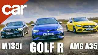 VW Golf R Mk8 vs Mercedes-AMG A35 vs BMW M135i | Who makes the best hot-hatch?