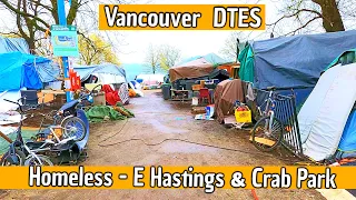 🇨🇦 Homeless in Vancouver Downtown Eastside | E Hastings Street & Crab Park | An Unsolvable Problem |