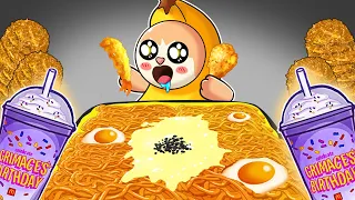 Convenience Store Food: Spicy Noodles, Fried Chicken | Banana Cat Mukbang Animation