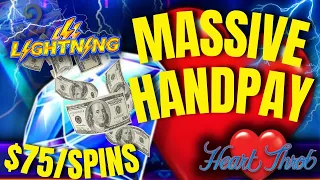 🤑 MASSIVE JACKPOT HEART THROB HIGH LIMIT LIGHTNING LINK SLOT MACHINE $75 spin JACKPOT IN LAS VEGAS