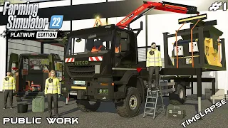 New CONSTRUCTION COMPANY and FIRST JOB | Public Work | Farming Simulator 22 | Episode 1