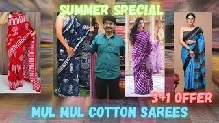*SUMMER SALE* on *MUL MUL COTTON* Sarees || 3+1 OFFER - Buy 3 Mul Mul, get 1 Kalamkari FREE!