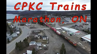 Freshly Ground Rails! CPKC Railway trains passing Marathon, Ontario, Canada ~ April, 2024