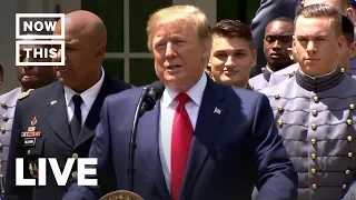 Trump Presents Football Trophy to Army Team | NowThis