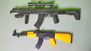 Realstic AK-47 VS M249 Assault Rifle | New M249 Assault Rifle - AK47 AR Gun & Sniper Rifle In Action