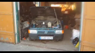 Fiat Uno 1.0 45 carburetor - cold start no choke. -8*C (17*F). Odpalanie Uno bez ssania.