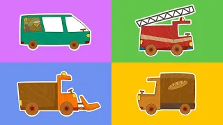 Car Toons full episodes! A fire truck, a tractor & a water tank truck. Cars and trucks.