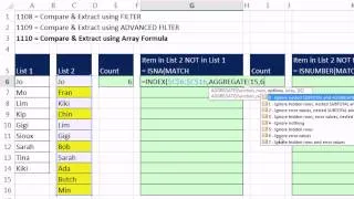 Excel Magic Trick 1110: Compare 2 Lists and Extract Records: Array Formula Method