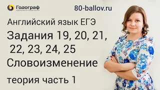 ЕГЭ по английскому языку 2019. Задания №19, 20, 21, 22, 23, 24, 25 Словоизменение. Теория, часть 1.