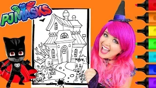 Coloring PJ Masks Halloween Catboy Owlette Coloring Page Prismacolor Markers | KiMMi THE CLOWN