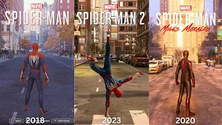 Spider-Man 2 vs Spider-Man Remastered vs Spider-Man Miles Morales - Physics and Details Comparison