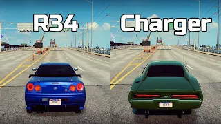 NFS Heat: Nissan Skyline GTR R34 vs Dodge Charger - Drag Race