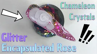 Encapsulated Rose, Glitter and Crystals! | Acrylic Nail Art | Nail Sugar