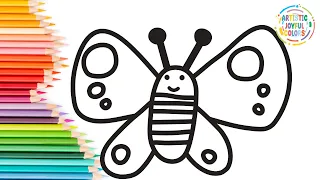 🦋✏️Happy Colorful Butterfly: How to draw and color with marker pens | Easy and Fun art for kids!🌈🦋