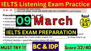 09 March 2024 IELTS Listening Test 2024 With Answers | IELTS Exam Prediction | IDP & BC