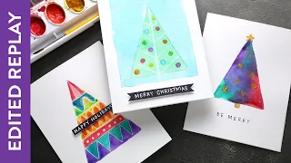 🔴 EDITED REPLAY - Holiday Card Series 2022 Day 19 - 3 Tree Cards Using Minimal Supplies