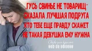 "Гусь свинье не товарищ" - сказала подруга, - "не такая ему девушка нужна!"