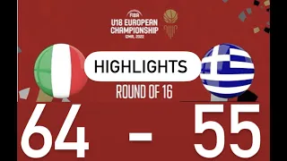 HIGHLIGHTS ITALY- GREECE 64-55 U18 European Championship FIBA 3.8.22