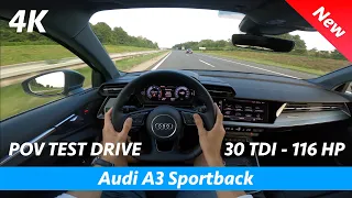 Audi A3 Sportback 2020 - POV test drive in 4K | 30 TDI - 116 HP, Acceleration 0 - 100 km/h