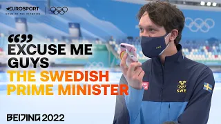 The Prime Minister of Sweden surprises gold medallist Nils van der Poel! | 2022 Winter Olympics