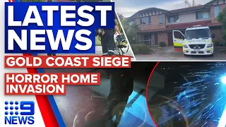 Gold Coast siege entering 15th hour, CCTV of horror Melbourne home invasion | 9 News Australia