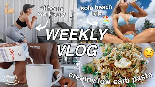 WEEKLY VLOG | SOLO BEACH TRIP | CREAMY LOW CARB PASTA | AT HOME BOOTY WORKOUT? | Conagh Kathleen