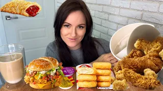 МУКБАНГ ОСТРАЯ КУРИЦА БУРГЕР СОУСЫ СТРИПСЫ КРЫЛЫШКИ НОЖКИ РОСТИКС MUKBANG HOT CHICKEN