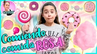 24 HORAS comiendo COMIDA ROSA 🍧 Paso UN DÍA entero PROBANDO COMIDA por COLORES 😅 CLODETT