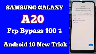 Samsung Galaxy A20 | Google Account Bypass | Reset Frp | Android 10 (Q) | New Trick | Frp Jugaad