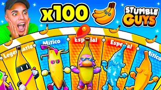 ME VUELVO LOCO GIRANDO x100 *RULETAS BANANA* en STUMBLE GUYS! 😱