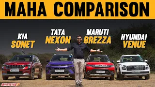 Tata Nexon vs Maruti Brezza vs Kia Sonet vs Hyundai Venue - MAHA COMPARISON
