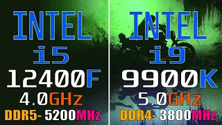 INTEL i5 12400F (2022)  vs INTEL i9 9900K (2018)  // PC GAMES BENCHMARK TEST // 1080P ||