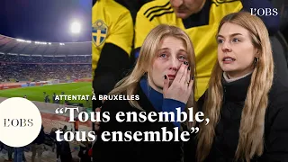 Attentat à Bruxelles : l'élan de solidarité des supporters belges avec les Suédois