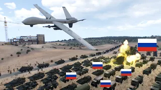 Russian Convoy Destroyed by Us-Backed MQ-9 Drones - Military Simulation Arma 3