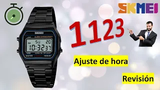 Reloj skmei 1123 | Ajustar hora, alarma, cronómetro, revisión |cara setting jam