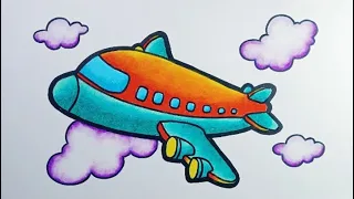 Cara menggambar Pesawat Terbang || How to draw a Plane || Gradasi warna