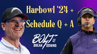 LA Chargers Schedule Takeaways (Harbaugh Bowl), Record Prediction, and early roster thoughts Q + A