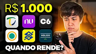 QUANTO RENDE 1.000 reais? tesouro selic, nubank, sofisa, ações, fundo imobiliário