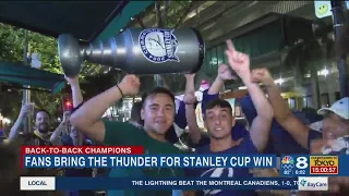 Fans celebrate back to back Stanley Cup championships for the Lightning