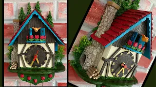 How to Make Model Miniature House Using Cardboard | Cuckoo Clock Wall Hanging Decor |  DIY |  Craft