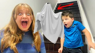 GHOST in OUR HOUSE! Aubrey and CALEB TURN INTO GHOSTBUSTERS in REal LIFE!